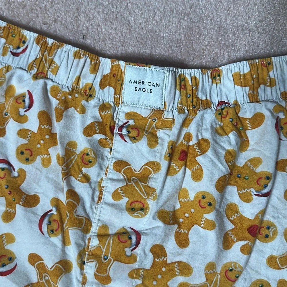 American Eagle Men’s Cotton Boxer Shorts Gingerbreadman Holiday Christmas Sleep - Picture 2 of 4